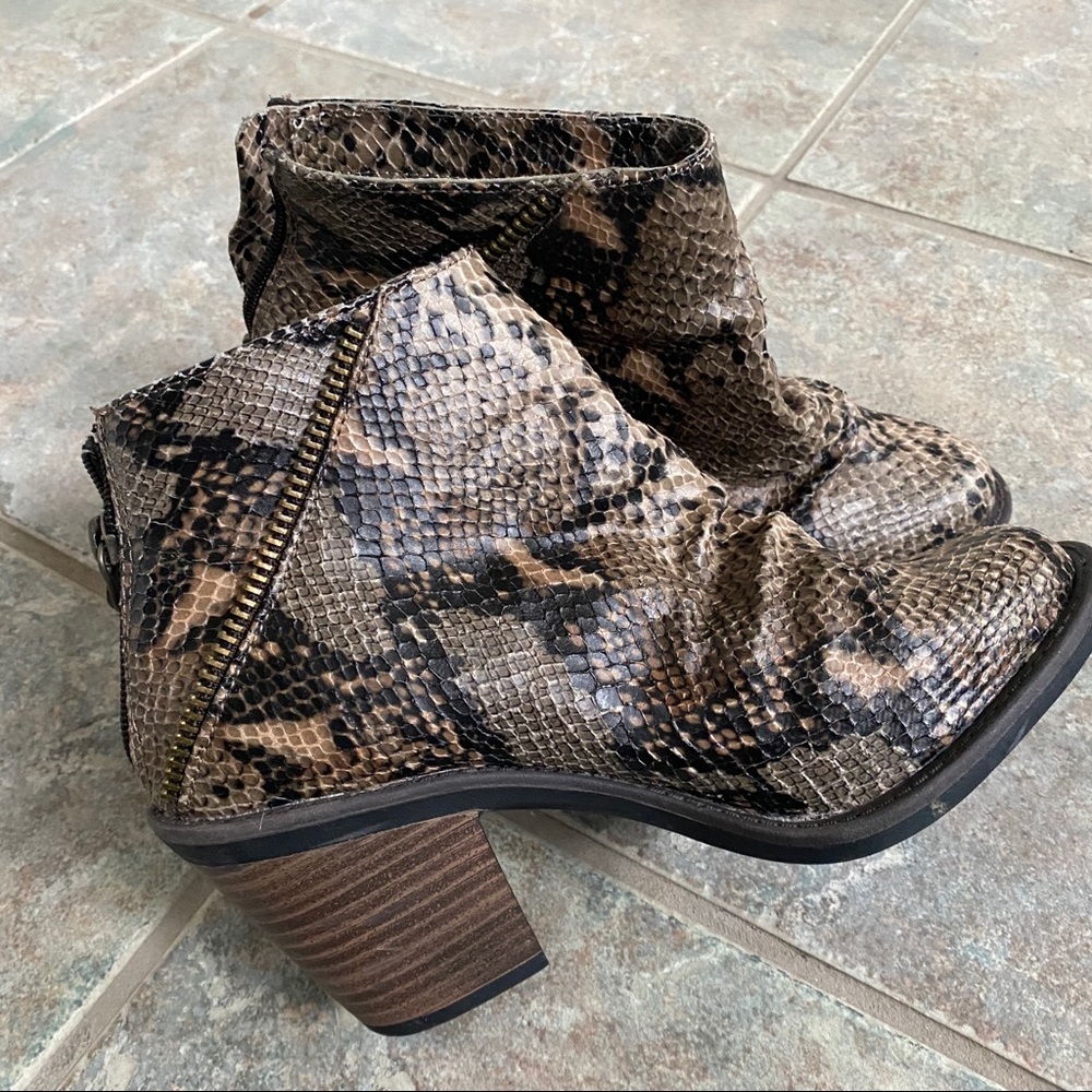 SOLD Snakeskin ankle booties blowfish Malibu